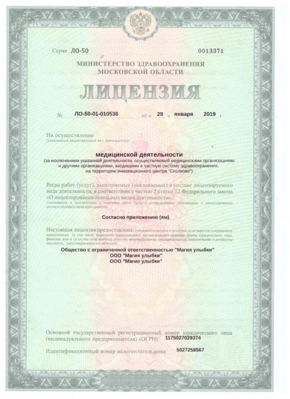Лицензия на оказание услуг 1